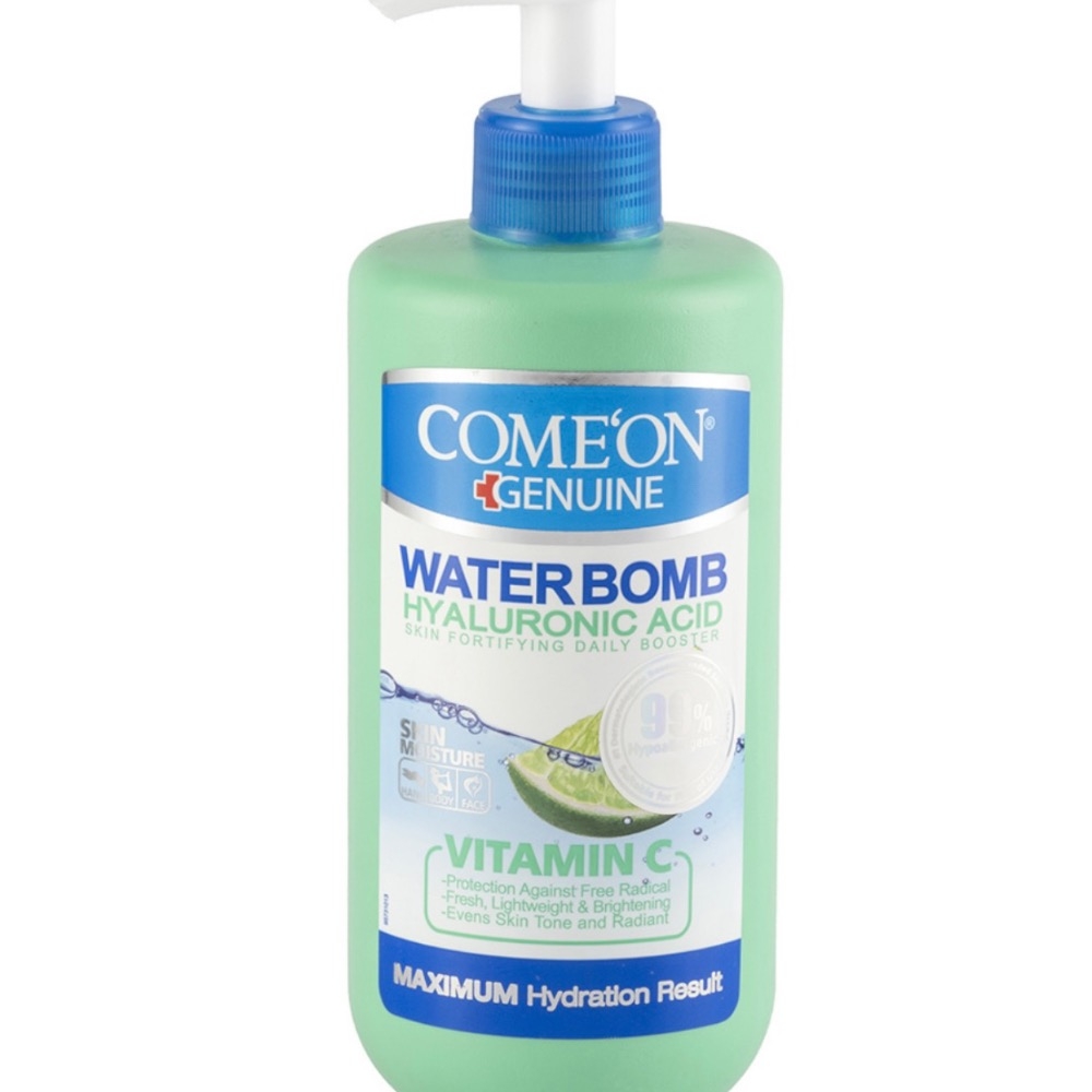 کرم صورت کامان مدل بمب آبرسان حاوی هیالورونیک اسید و ویتامین سی با عصاره لیمو حجم 500 میلی لیتر