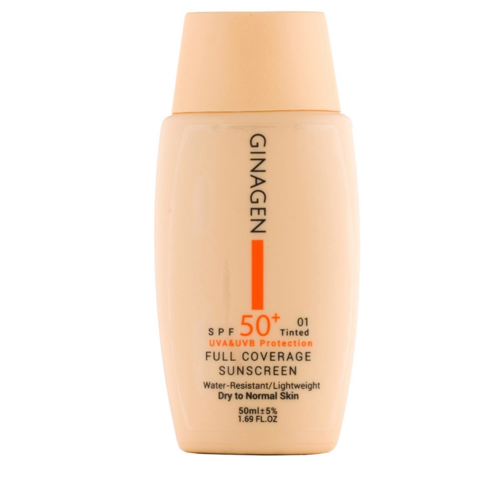کرم ضد آفتاب رنگی ژیناژن مدل Full Coverage با spf 50 مناسب پوست معمولی و خشک حجم 50 میلی لیتر شماره 01