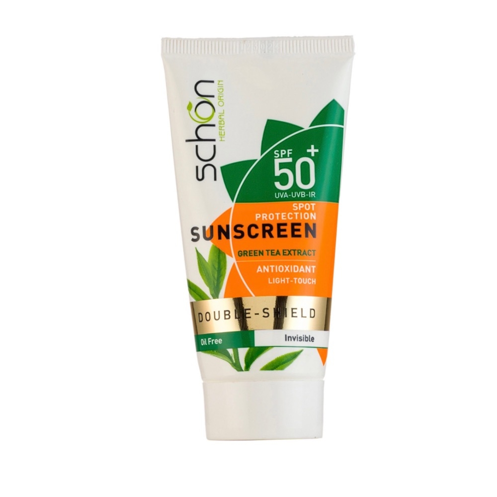 کرم ضد آفتاب دابل شیلد اس پی اف +50 چای سبز فاقد چربی بیرنگ 50میل شون