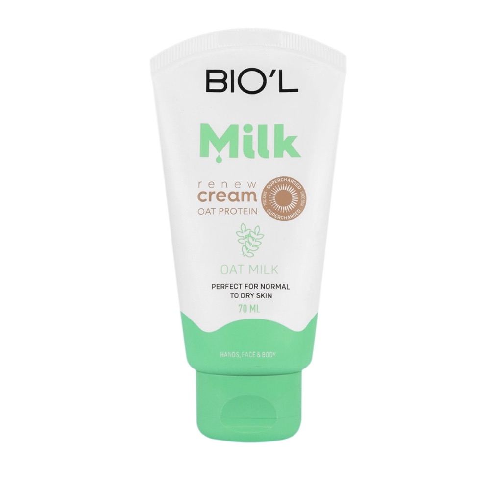 کرم مرطوب کننده دست و صورت بیول مدل Oat Milk حاوی پروتئین شیر و جو دوسر حجم 70 میلی لیتر