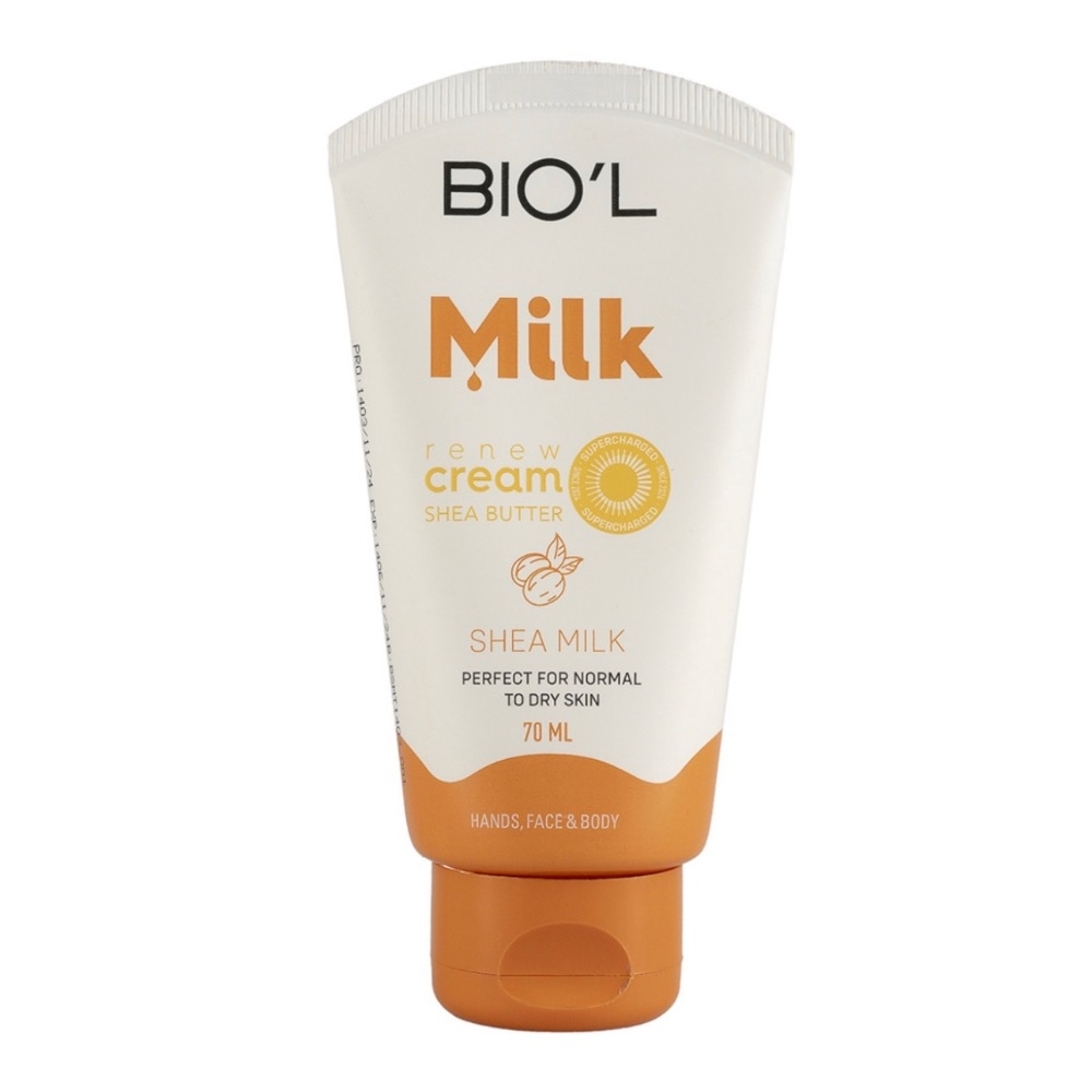 کرم مرطوب کننده بیول مدل Shea Milk حاوی پروتئین شیر و شی باتر حجم 70 میلی لیتر