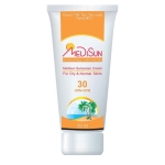 کرم ضد آفتاب بی رنگ مدیسان با SPF30 مناسب پوست خشک و نرمال حجم 50 میلی لیتر
