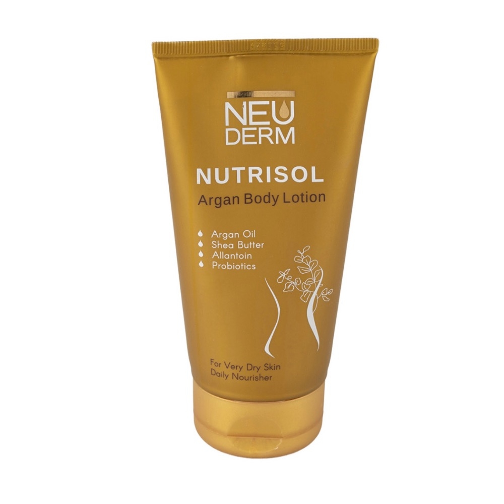 لوسیون مرطوب کننده بدن نئودرم مدل آرگان مناسب پوست خشک و خیلی خشک حجم 150 میلی لیتر