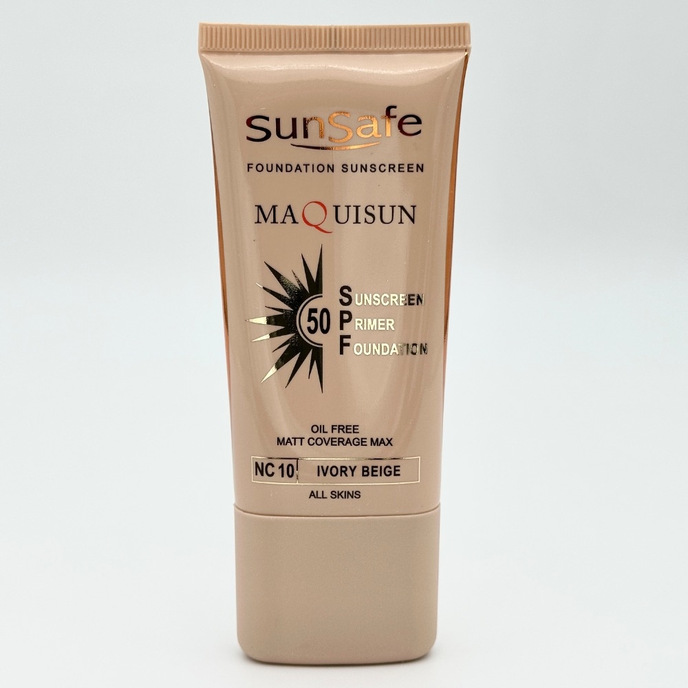 ضد آفتاب کرم پودری و پرایمری SPF50 (بژ عاجی) مناسب انواع پوست