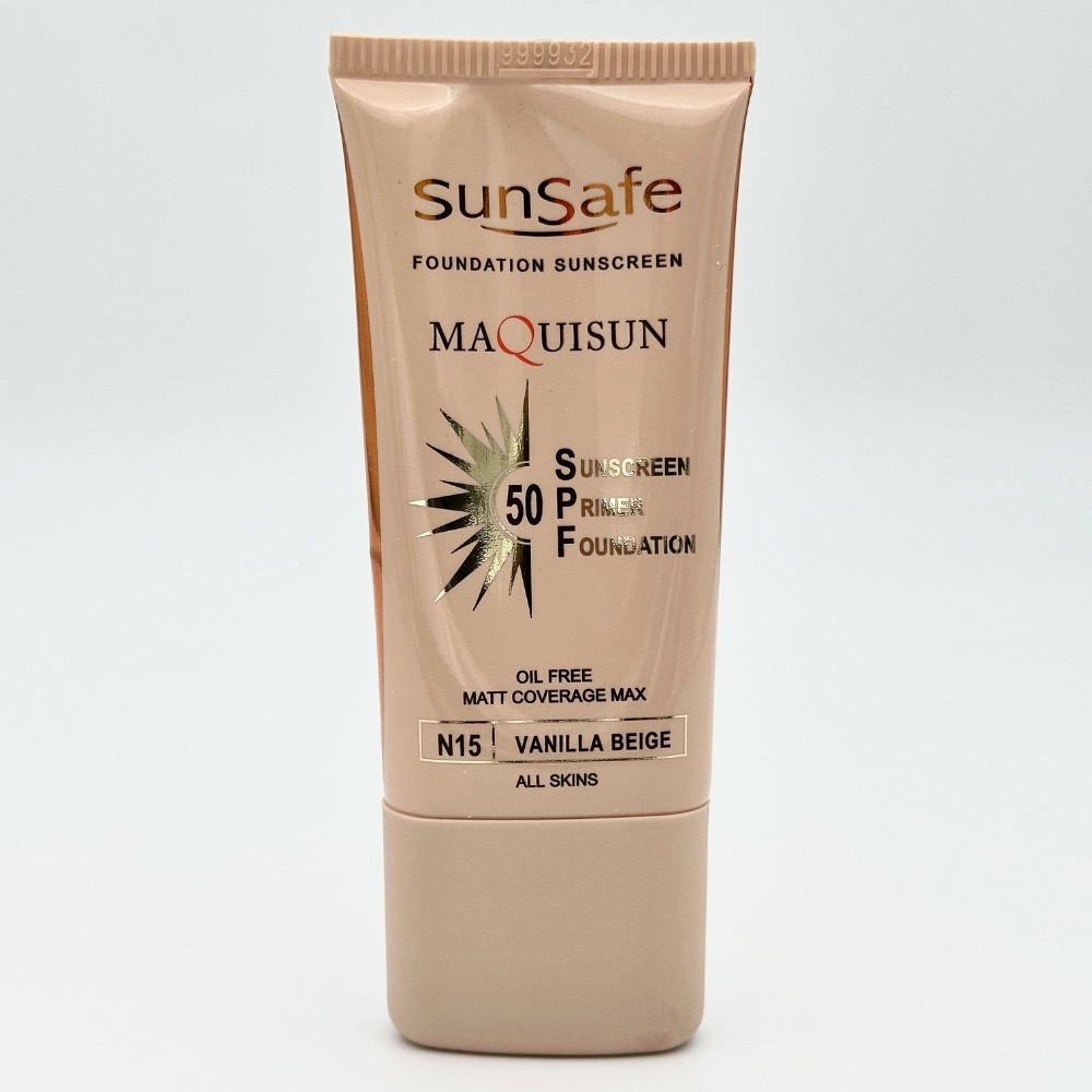 ضد آفتاب کرم پودری و پرایمری SPF50 (بژ وانیلی) مناسب انواع پوست