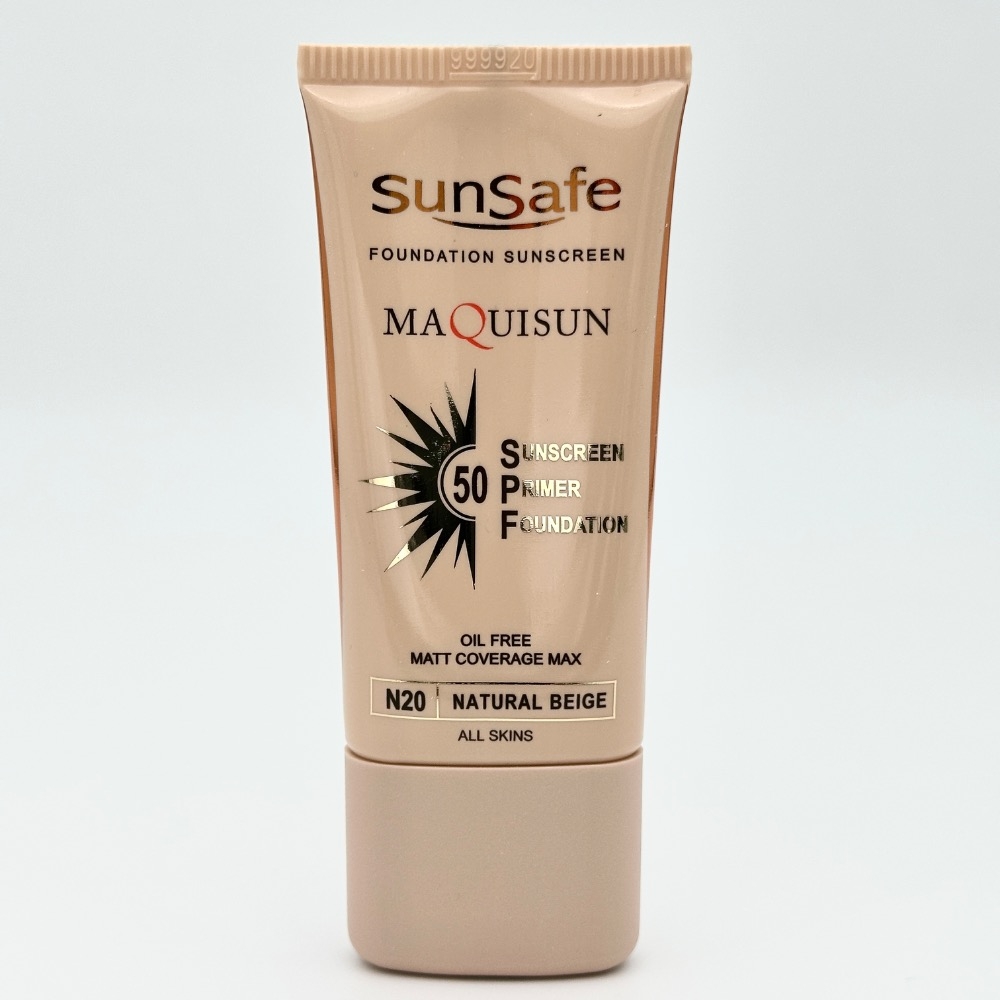 ضد آفتاب کرم پودری و پرایمری SPF50 (بژ طبیعی) مناسب انواع پوست