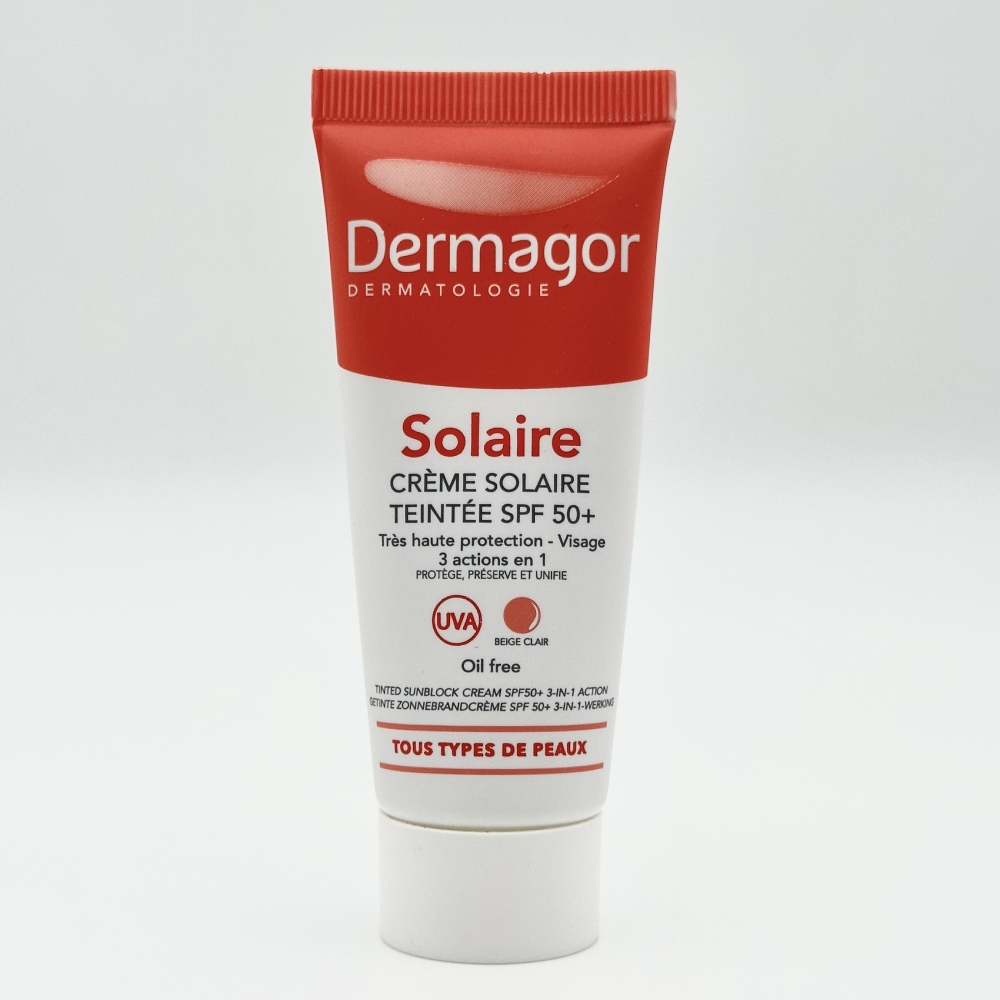 کرم ضد آفتاب فاقد چربی رنگی 3 در 1 (بژ طبیعی) SPF50 درماگور